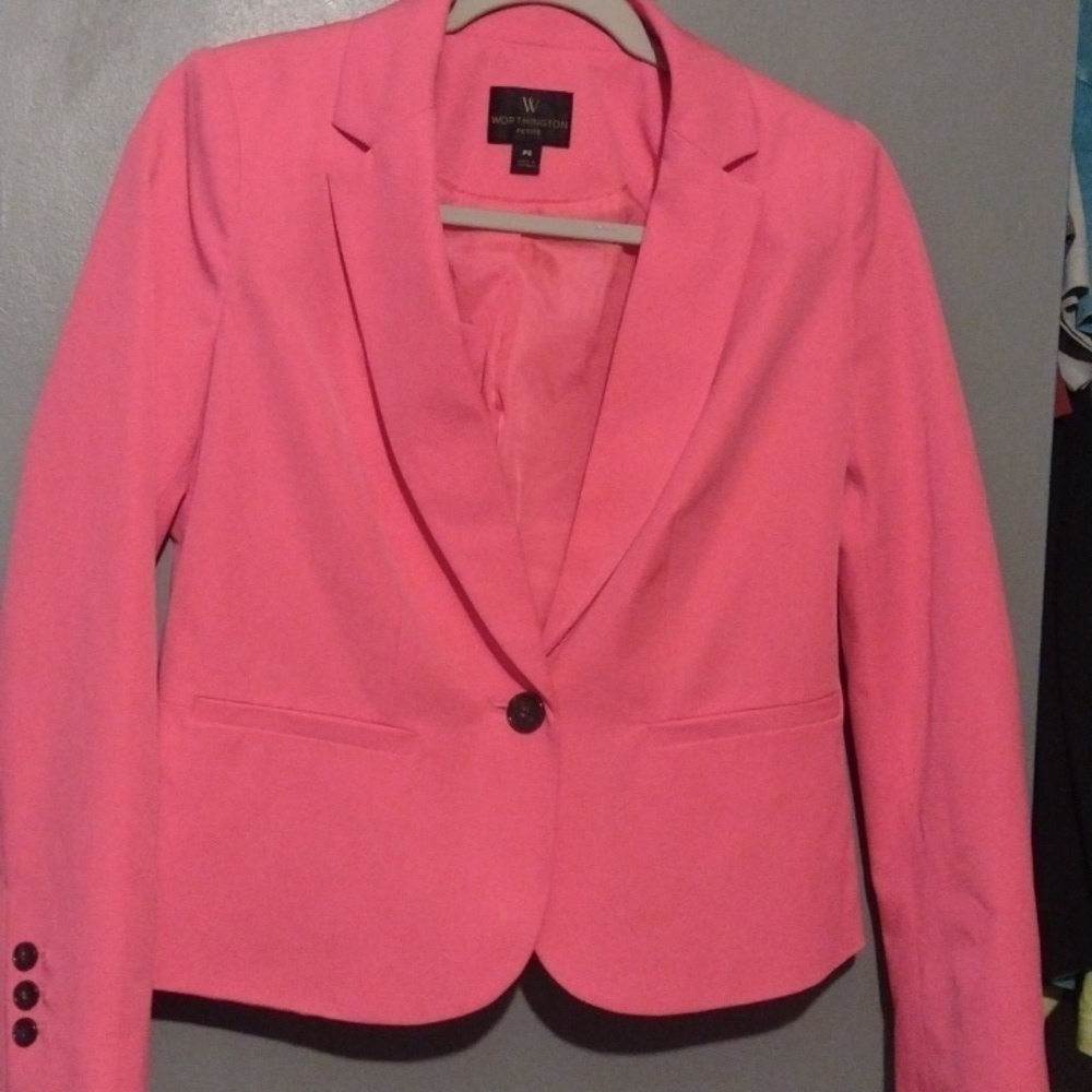 WORTHINGTON Pettie small hot neon pink  suit jacket  Blazer Barbiecore